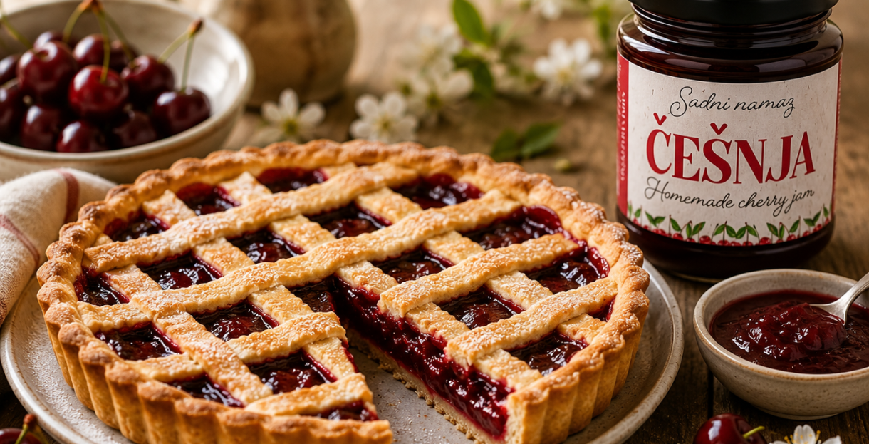 Krhka pita s češnjevo mrežo Crostata